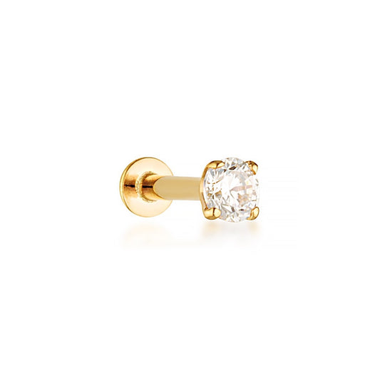 14 karat solid gold virginia flat back stud for tragus, helix, flat, conch piercing