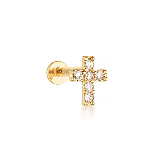 14 Karat Solid Gold Anastasia Flat Back Stud for Helix and Tragus Piercing