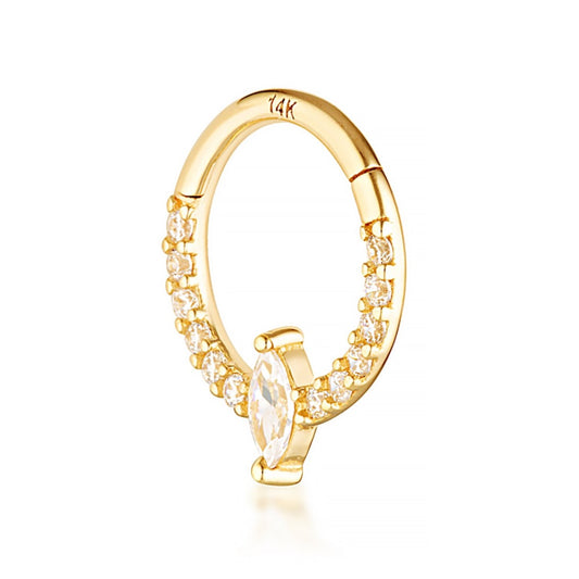 14 Karat Solid Gold Freya Hoop for Daith and septum piercing