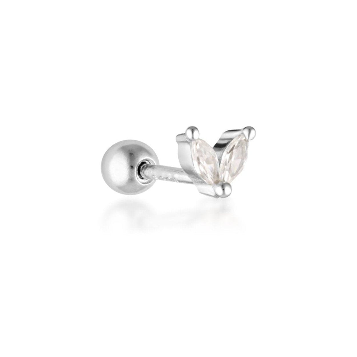 Estelle Barbell Stud made from 18 Karat Gold over 925 Sterling Silver for helix, conch, flat and tragus piercing