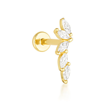 Gillian Flat Back Stud - 14K Solid Gold