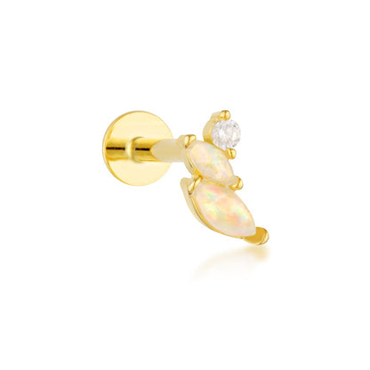 Harper Opal Flat Back Stud - 14K Solid Gold