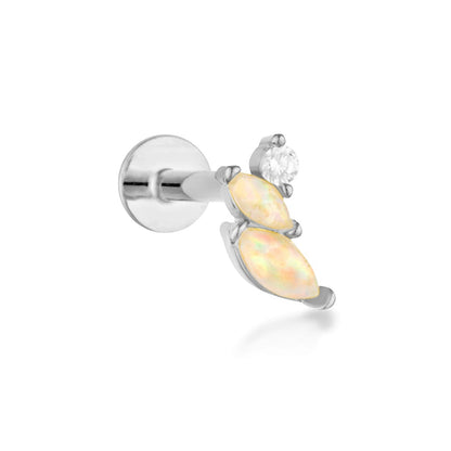 Harper Opal Flat Back Stud - 14K Solid Gold
