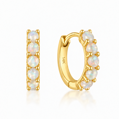 Selene Opal Hoop Earrings - 14K Solid Gold