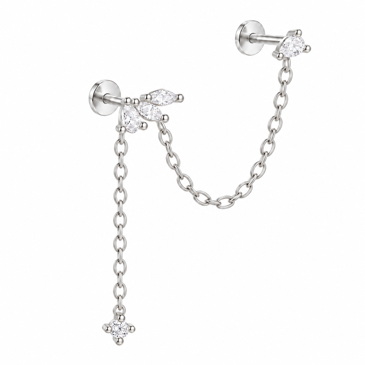 Solara Flat Back Chain Charm - 14K Solid Gold