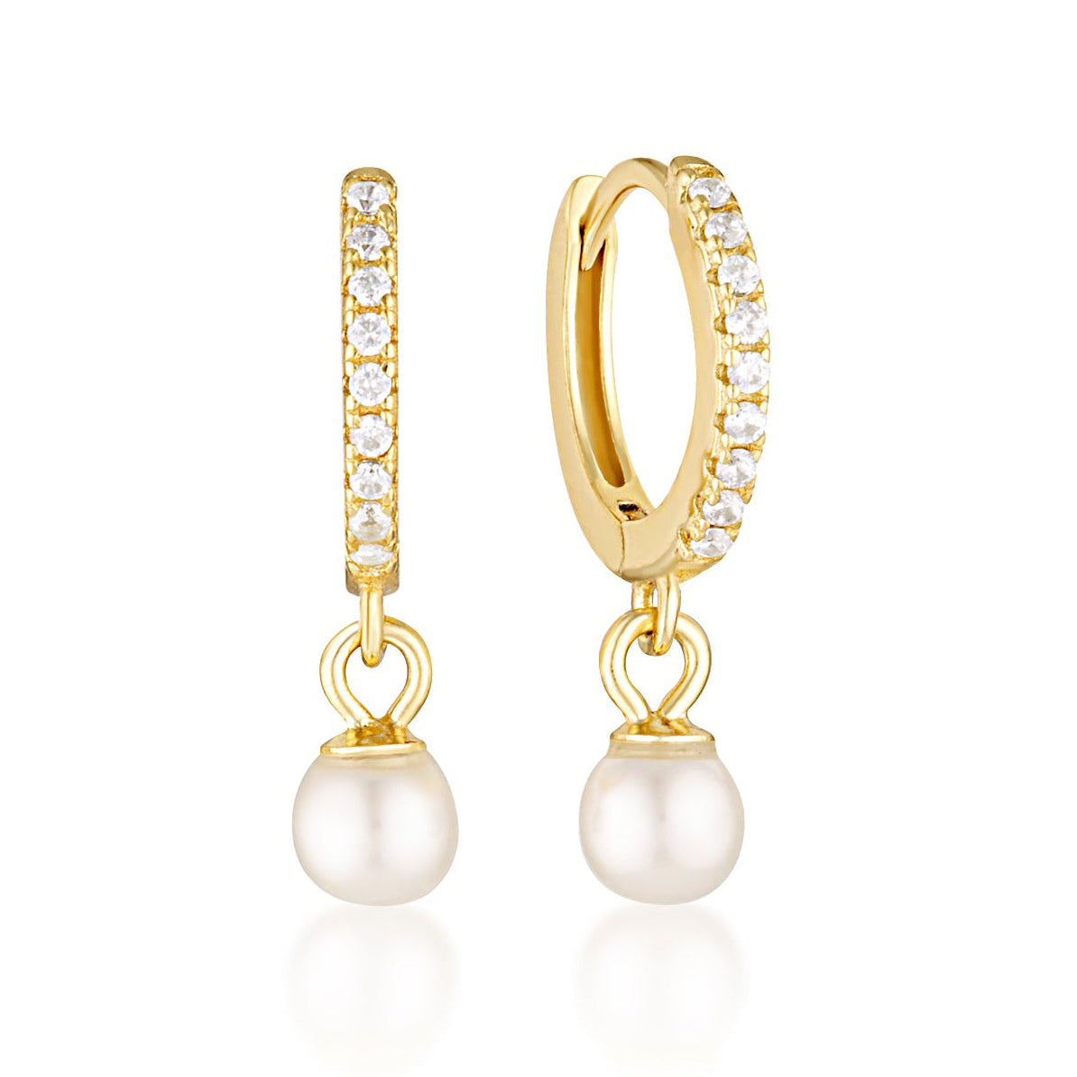 Isla Pearl Hoop Earrings - 14K Solid Gold