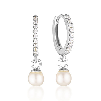Isla Pearl Hoop Earrings - 14K Solid Gold