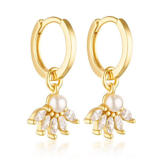 marquise pearl hoop earrings