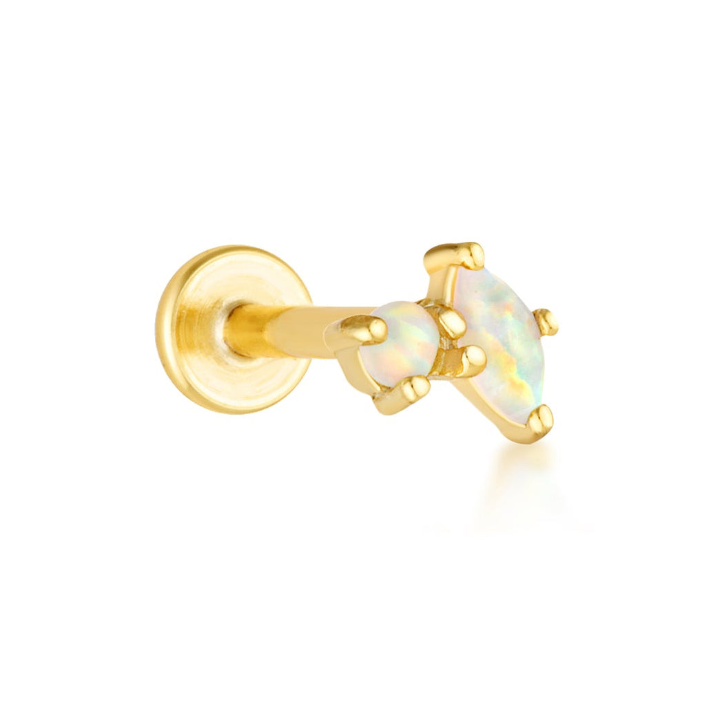 Matilda Opal Flat Back Stud -  14K Solid Gold