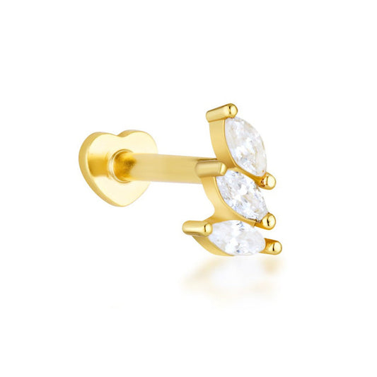 Vivian Flat Back Stud - Gold Vermeil